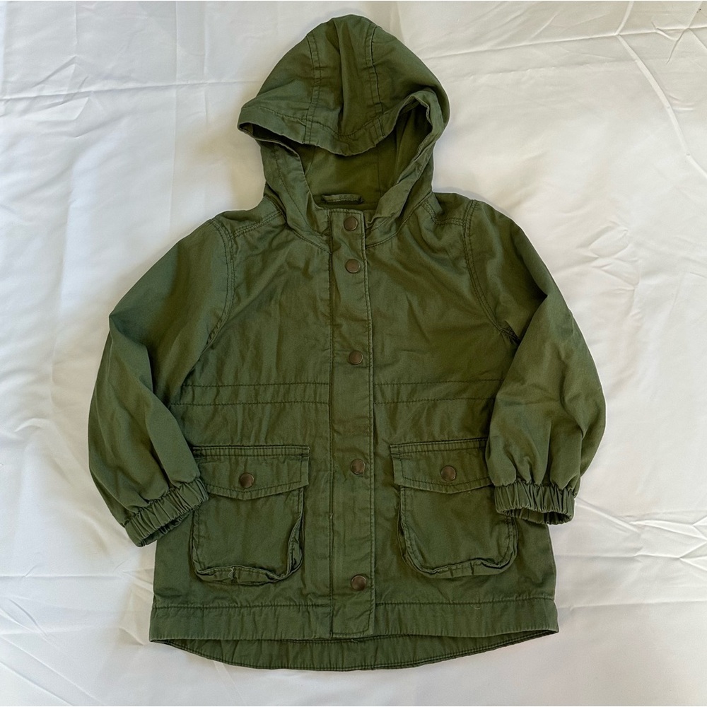 Old Navy Hooded Twill Utility Jacket Toddler Girl in Norfolk Pine size 3T